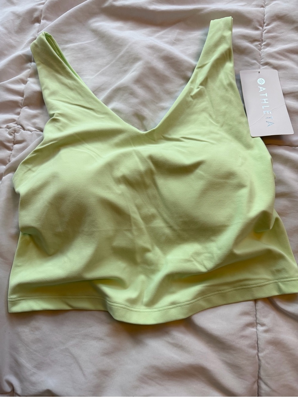 Athleta Pale Lime V-Neck Sports Bralette